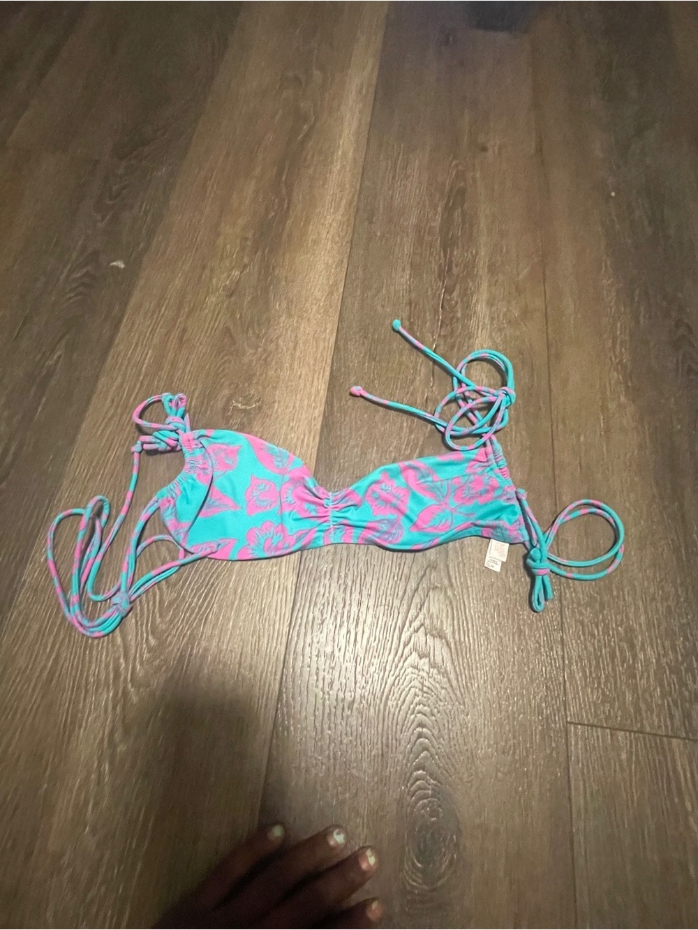 Victoria's Secret Turquoise & Pink Floral Two-Piece Bikini Bottom S Top M - Picture 3 of 7